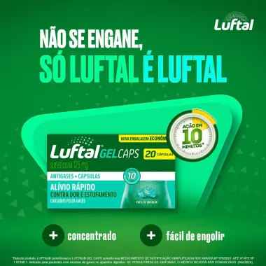 Luftal Gel Caps Simeticona 125mg 20 Cápsulas Gelatinosas