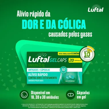 Luftal Gel Caps Simeticona 125mg 20 Cápsulas Gelatinosas