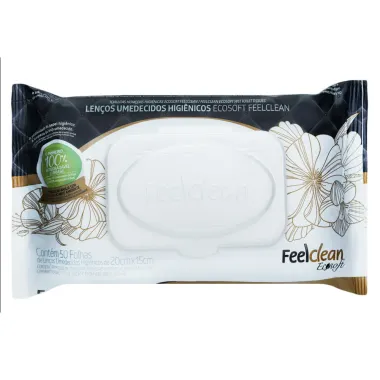 Lenço Umedecido Higiênico FeelClean Ecosoft 50 Unidades