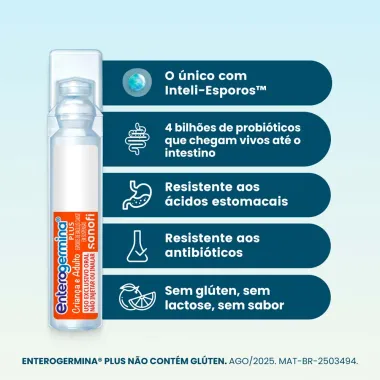 Probiótico Enterogermina Crianças e Adulto Plus 5ml Embalagem Econômica 10 Frascos