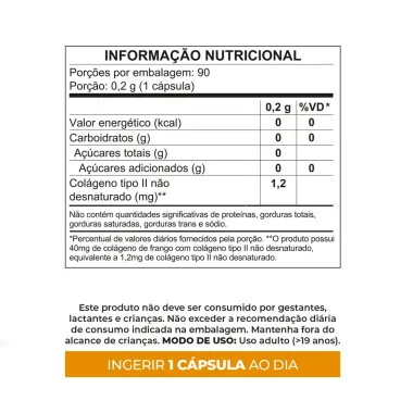 Condres Col&aacute;geno Tipo II N&atilde;o Hidrolisado 40mg 90 C&aacute;psulas