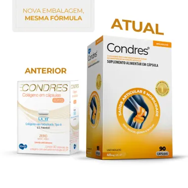 Condres Col&aacute;geno Tipo II N&atilde;o Hidrolisado 40mg 90 C&aacute;psulas