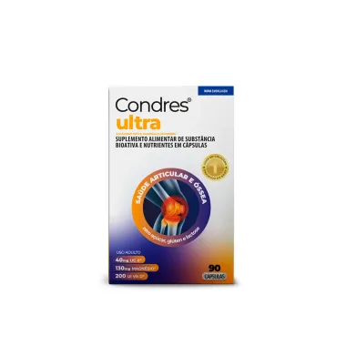 Condres Ultra Col&aacute;geno Tipo II 40mg + Vitamina D 200UI + Magn&eacute;sio 130mg com 90 C&aacute;psulas