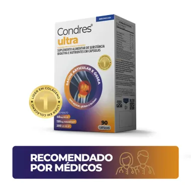 Condres Ultra Col&aacute;geno Tipo II 40mg + Vitamina D 200UI + Magn&eacute;sio 130mg com 90 C&aacute;psulas
