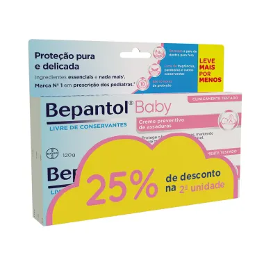 Kit Bepantol Baby Creme Antiassaduras para Bebês 120g Cada com 25% de Desconto na 2ª Unidade