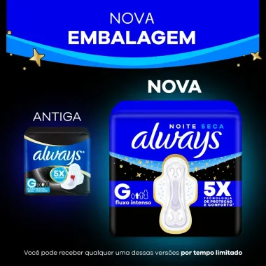 Absorvente Always Noturno Seca Tamanho G com Abas 48 Unidades