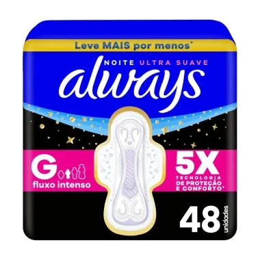 Absorvente Always Noite Ultra Suave com Abas 48 Unidades