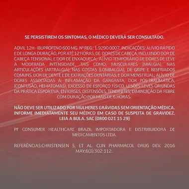 Advil 12H 600mg com 6 Comprimidos Revestidos de Liberação Prolongada