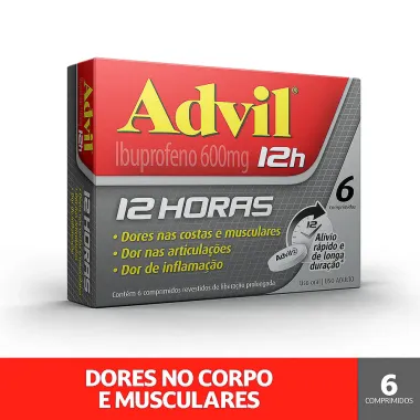 Advil 12H 600mg com 6 Comprimidos Revestidos de Liberação Prolongada
