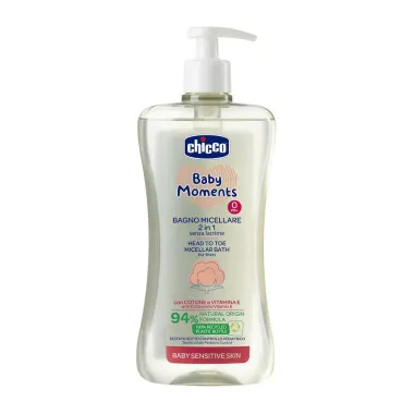 Gel para Banho Infantil Chicco Baby Moments 0m+ Micelar Cabelo Aos Pés 500ml