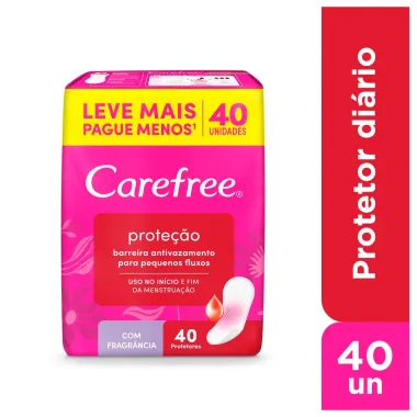 Protetor Di&aacute;rio Carefree Prote&ccedil;&atilde;o com Fragr&acirc;ncia 40 Unidades Leve Mais Por Menos