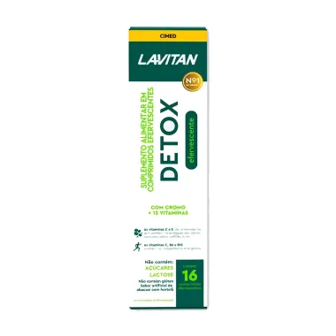 Lavitan Detox Efervescente Sabor Abacaxi com Hortelã 16 Comprimidos Efervescentes