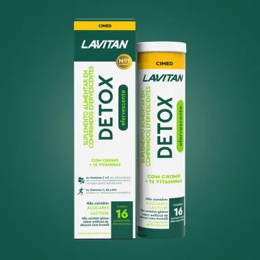 Lavitan Detox Efervescente Sabor Abacaxi com Hortelã 16 Comprimidos Efervescentes