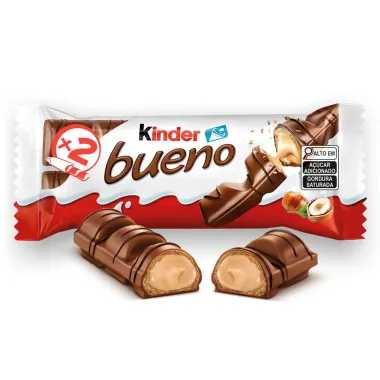 Chocolate Kinder Bueno Wafer com Recheio de Leite e Avel&atilde;s 43g com 2 Unidades de 21,5g Cada