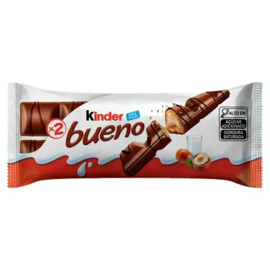 Chocolate Kinder Bueno Wafer com Recheio de Leite e Avel&atilde;s 43g com 2 Unidades de 21,5g Cada