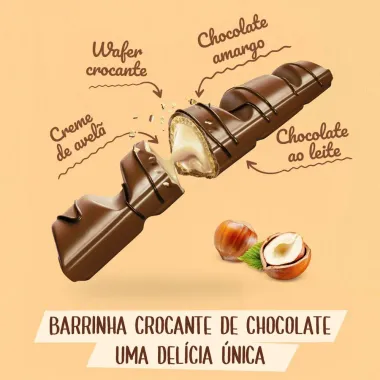 Chocolate Kinder Bueno Wafer com Recheio de Leite e Avel&atilde;s 43g com 2 Unidades de 21,5g Cada