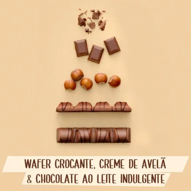 Chocolate Kinder Bueno Wafer com Recheio de Leite e Avel&atilde;s 43g com 2 Unidades de 21,5g Cada