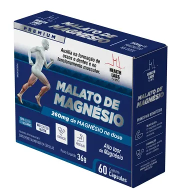 Magnésio de Malato 900mg Health Labs 60 Cápsulas