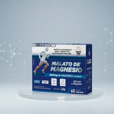 Magnésio de Malato 900mg Health Labs 60 Cápsulas
