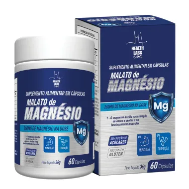Magn&eacute;sio de Malato 900mg Health Labs 60 C&aacute;psulas