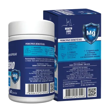 Magn&eacute;sio de Malato 900mg Health Labs 60 C&aacute;psulas