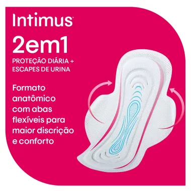 Absorvente Intimus 2 em 1 Cobertura Suave com Abas 8 Unidades