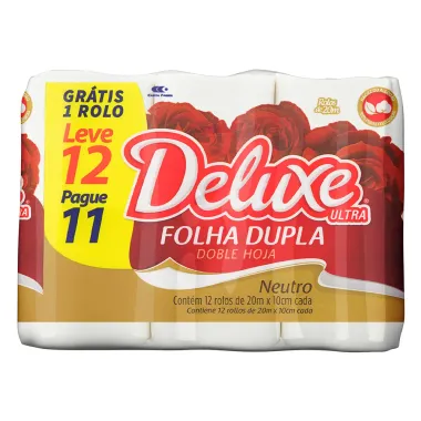 Papel Higiênico Deluxe Folha Dupla Neutro Ultra Leve 12 Pague 11 Unidades