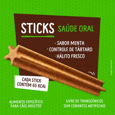 Petisco Quatree Snacks Sticks Sabor Menta para Cães Raças Médias e Grande 100g