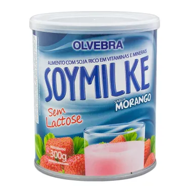 Leite Soymilke Sem Lactose em Pó Sabor Morango Lata 300g