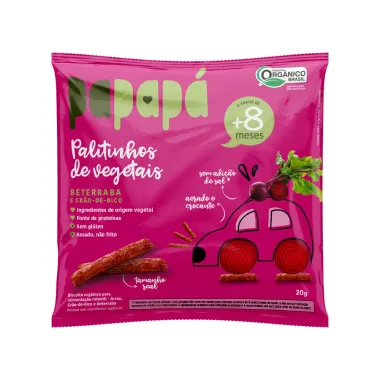 Palitinhos de Vegetais Papapá 8+ Meses Sabor Beterraba e Grão de Bico 20g