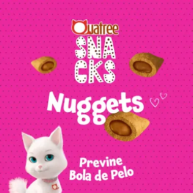 Petisco Quatree Snacks Nuggets para Gatos Bola de Pelo 60g