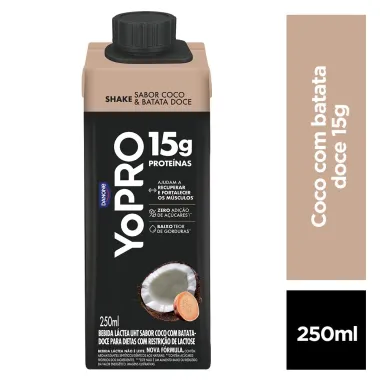 YoPRO Bebida L&aacute;ctea UHT Coco com Batata-Doce 15g de prote&iacute;nas 250ml