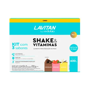 Kit Shake Redubío Sabor Baunilha, Chocolate e Morango 630g