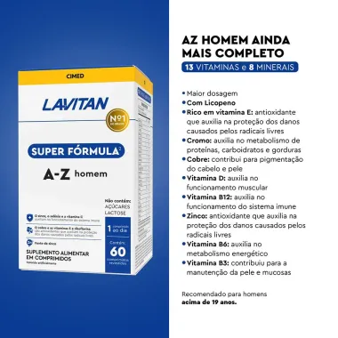 Lavitan A-Z Super Fórmula Homem com 60 Comprimidos