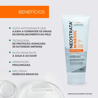 Protetor Solar NeoStrata Minesol Rosto e Corpo FPS 99 Fluido 200ml