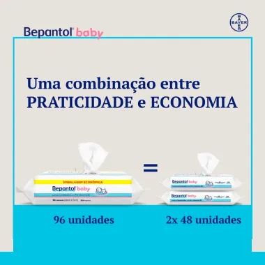 Lenço Umedecido Bepantol Baby para Bebês 96 unidades Embalagem Ecônomica