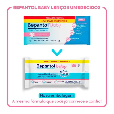 Lenço Umedecido Bepantol Baby para Bebês 96 unidades Embalagem Ecônomica