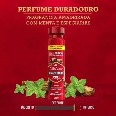 Desodorante Old Spice Amadeirado Spray Antitranspirante 200ml Embalagem Econômica