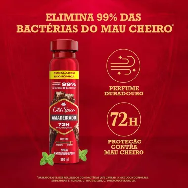 Desodorante Old Spice Amadeirado Spray Antitranspirante 200ml Embalagem Econômica
