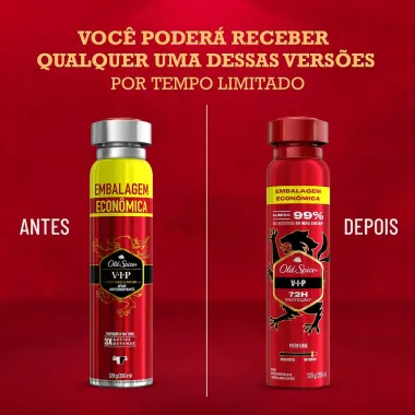 Desodorante Old Spice Vip Spray Antitranspirante 48h 200ml Embalagem Econômica
