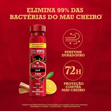 Desodorante Old Spice Vip Spray Antitranspirante 48h 200ml Embalagem Econômica