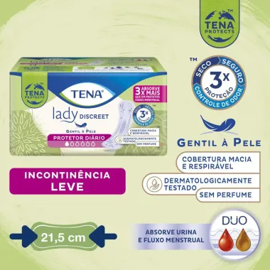 Protetor Diário Tena Lady Discreet para Incontinência Urinária 14 Unidades