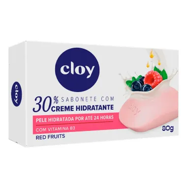 Sabonete em Barra Cloy Red Fruits com Creme Hidratante Vegetal Colágeno Poderoso 80g