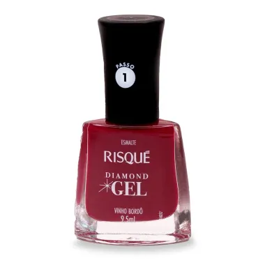 Esmalte Risqu&eacute; Diamond Gel Cor Vinho Bord&ocirc; 9,5ml
