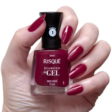 Esmalte Risqu&eacute; Diamond Gel Cor Vinho Bord&ocirc; 9,5ml