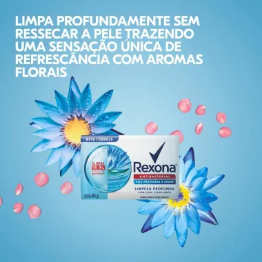 Sabonete em Barra Rexona Antibacterial Limpeza Profunda Elimina 99% das Bactérias 84g