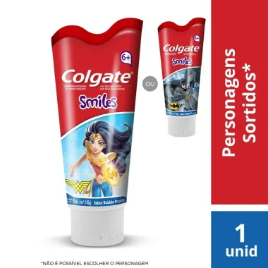 Gel Dental Infantil Colgate Smiles Liga da Justi&ccedil;a Personagens Sortidos com Fl&uacute;or Sabor Bubble Fruit 100g