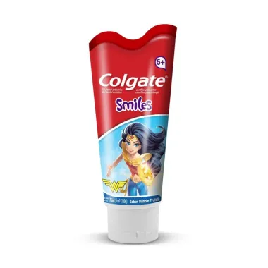 Gel Dental Infantil Colgate Smiles Liga da Justiça Personagens Sortidos com Flúor Sabor Bubble Fruit 100g