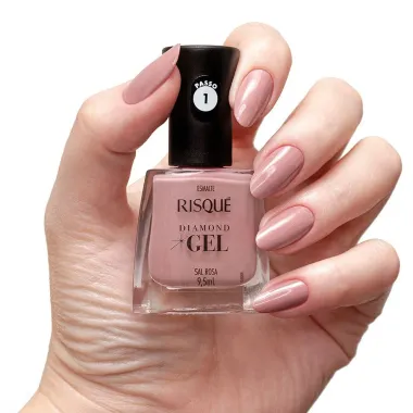 Esmalte Risqué Diamond Gel Sal Rosa Cremoso 9,5ml