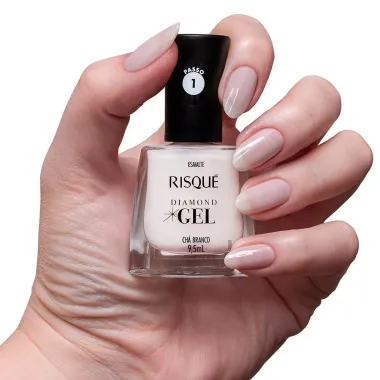 Esmalte Risqu&eacute; Diamond Gel Ch&aacute; Branco Natural 9,5ml